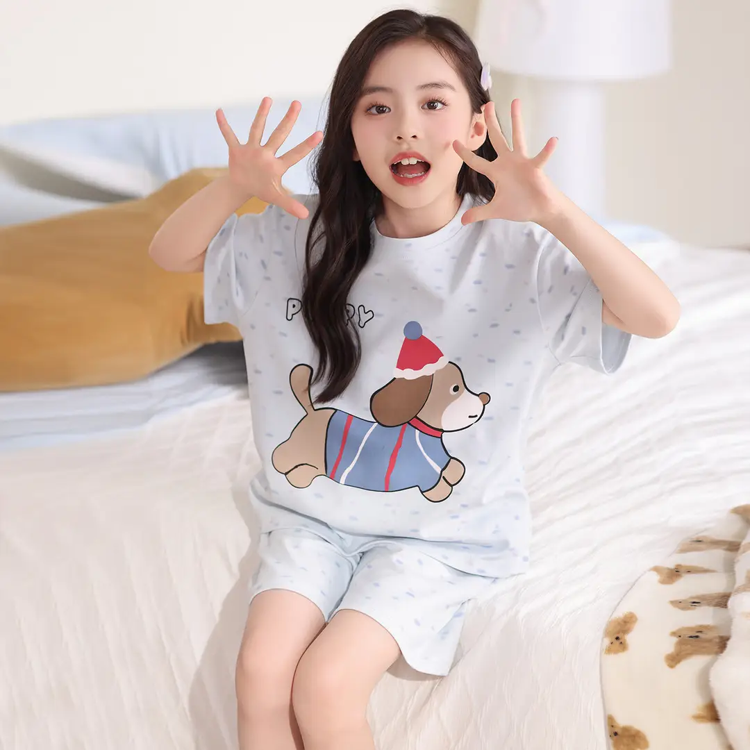 Girls' Pajamas, Kidsren's Summer Pure Cotton Thin Short-Sleeved 2026 New Summer Style Princess Style Cute Girls' Home Clothes
