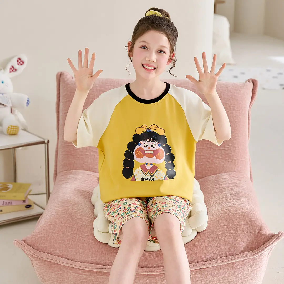 Girls' Pajamas, Kidsren's Summer Pure Cotton Thin Short-Sleeved 2026 New Summer Style Princess Style Cute Girls' Home Clothes
