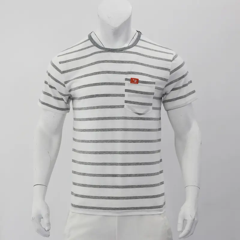 Men Striped Short Sleeve T-Shirt Round Neck Plus Size — feature 38
