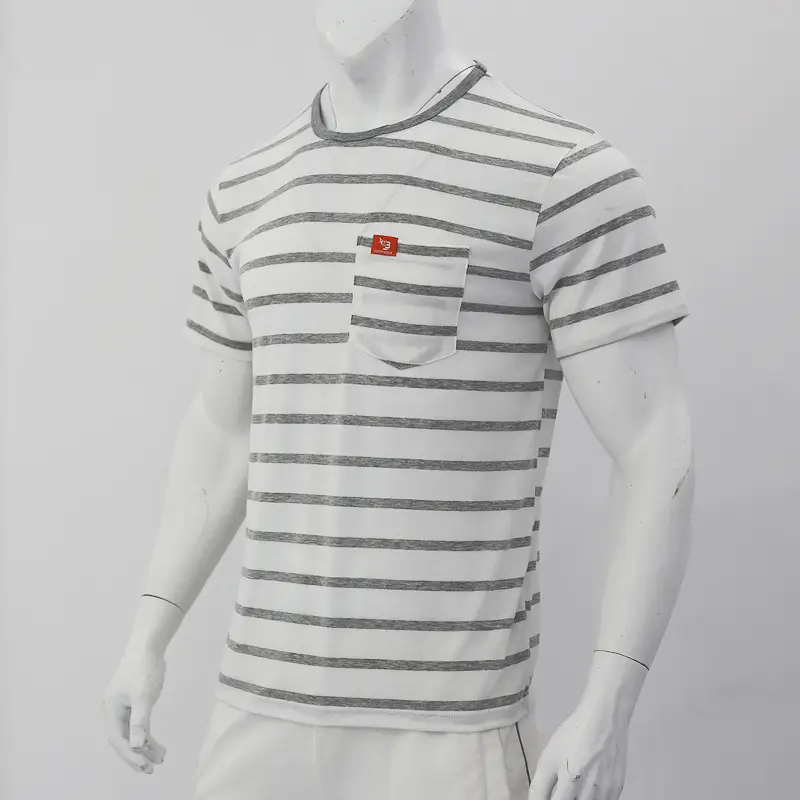 Men Striped Short Sleeve T-Shirt Round Neck Plus Size — feature 39