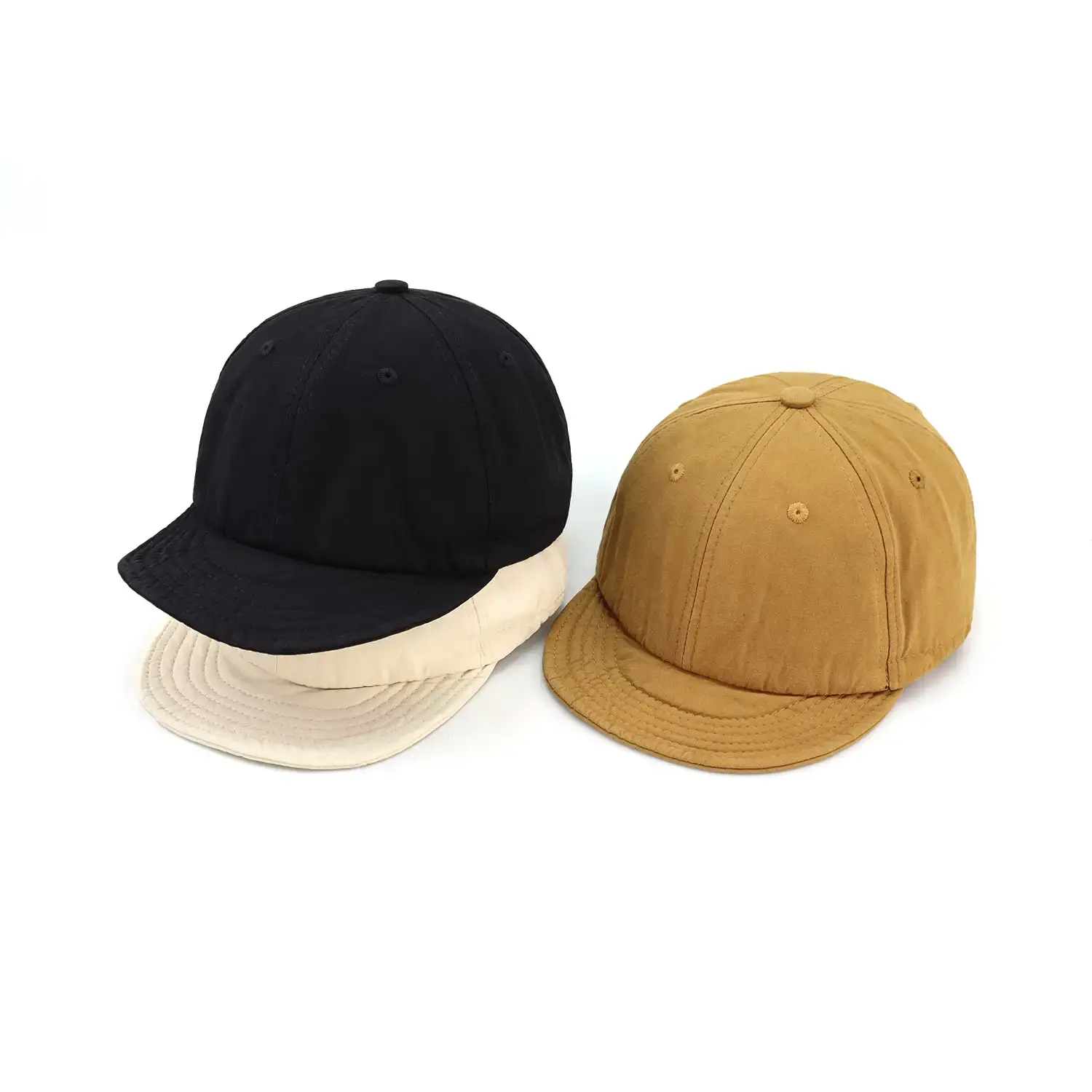 Black Washed Short Brim Peaked Cap for Men Women - Image 7
