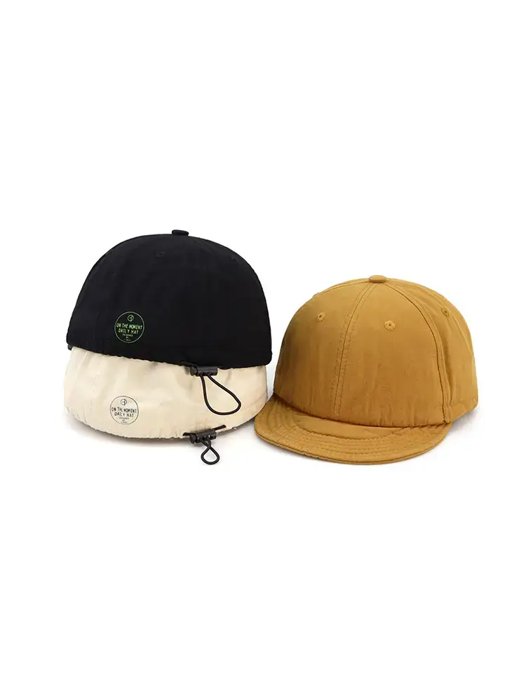 Black Washed Short Brim Peaked Cap for Men Women — feature 3