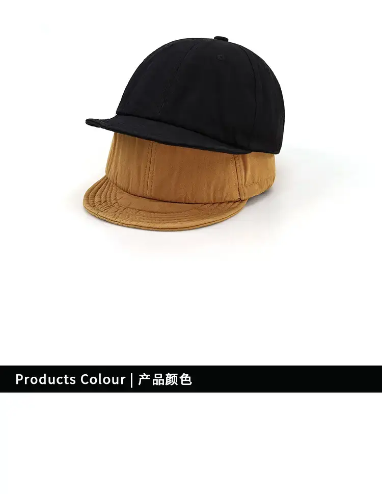Black Washed Short Brim Peaked Cap for Men Women — feature 4