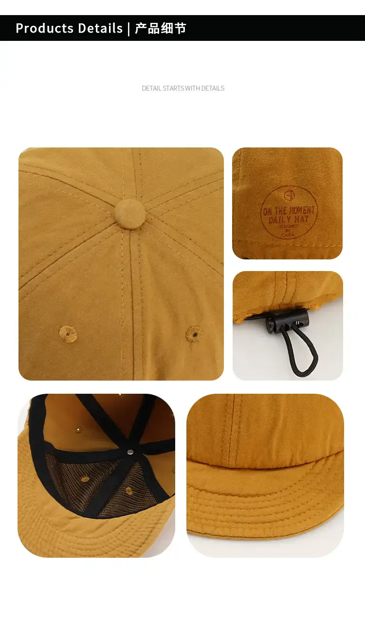 Black Washed Short Brim Peaked Cap for Men Women — feature 9