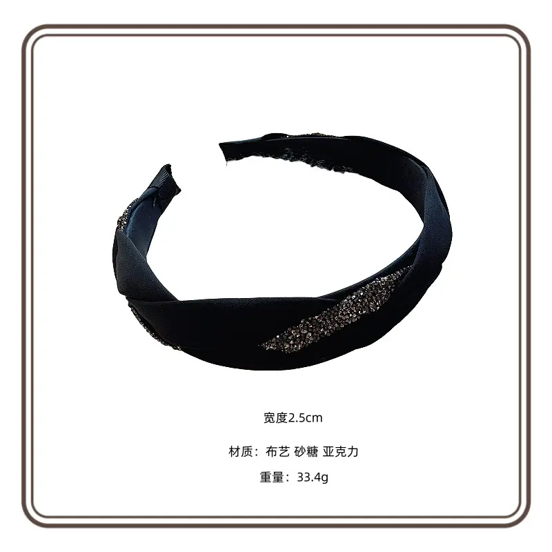 Black Rhinestone Hair Band with Twist Clamp — feature 2