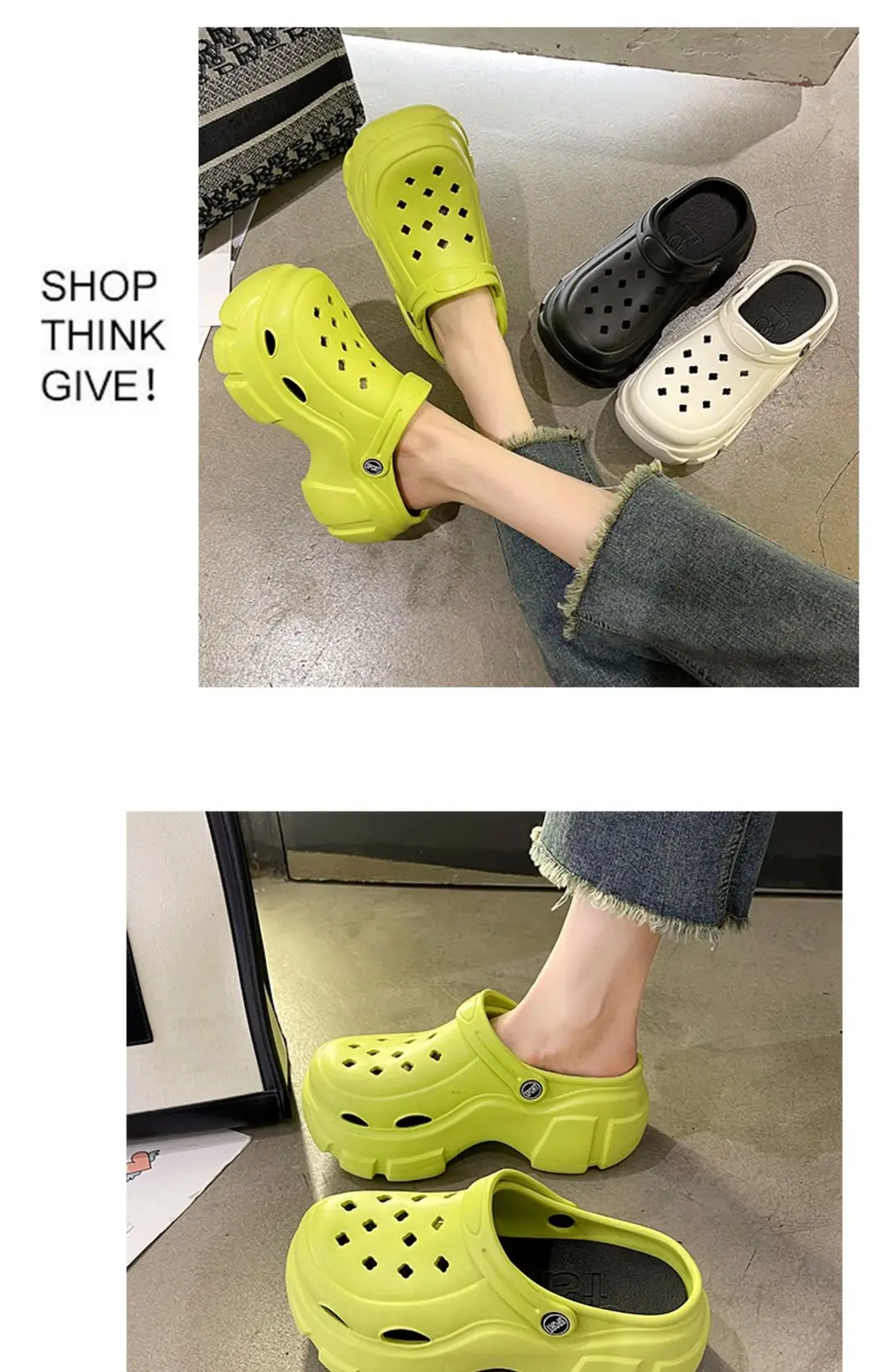 Women's thick-soled hole shoes non-slip platform summer outdoor wear 6cm increased closed toe sandals detachable 2024 New — feature 6