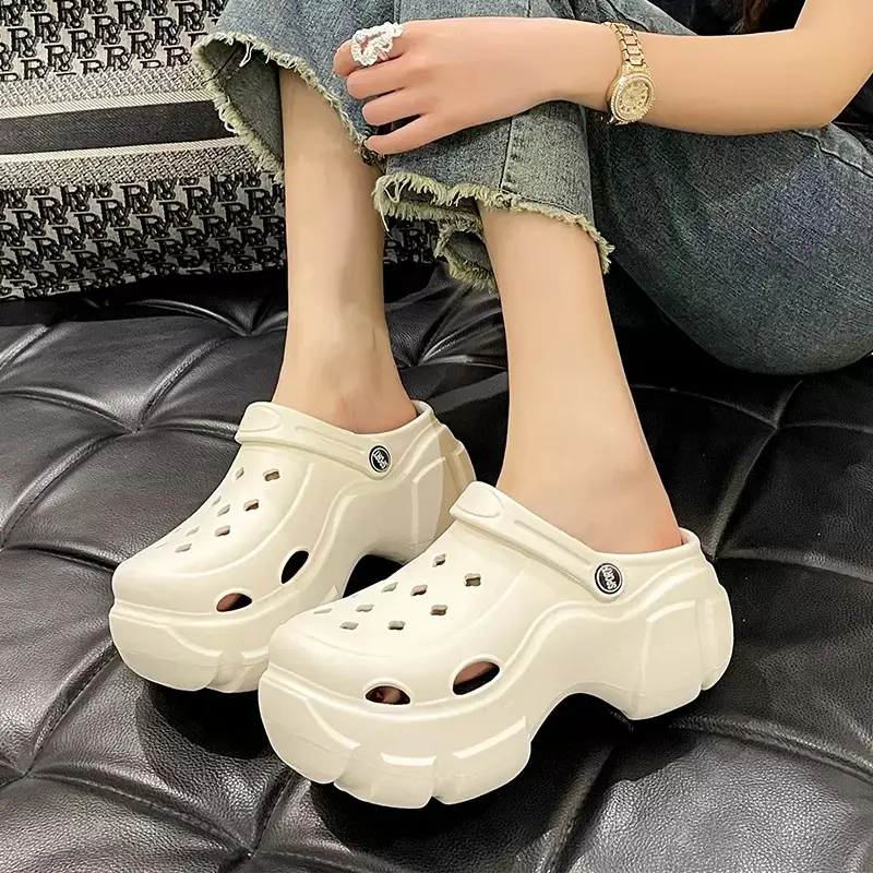 Women's thick-soled hole shoes non-slip platform summer outdoor wear 6cm increased closed toe sandals detachable 2024 New - Image 2