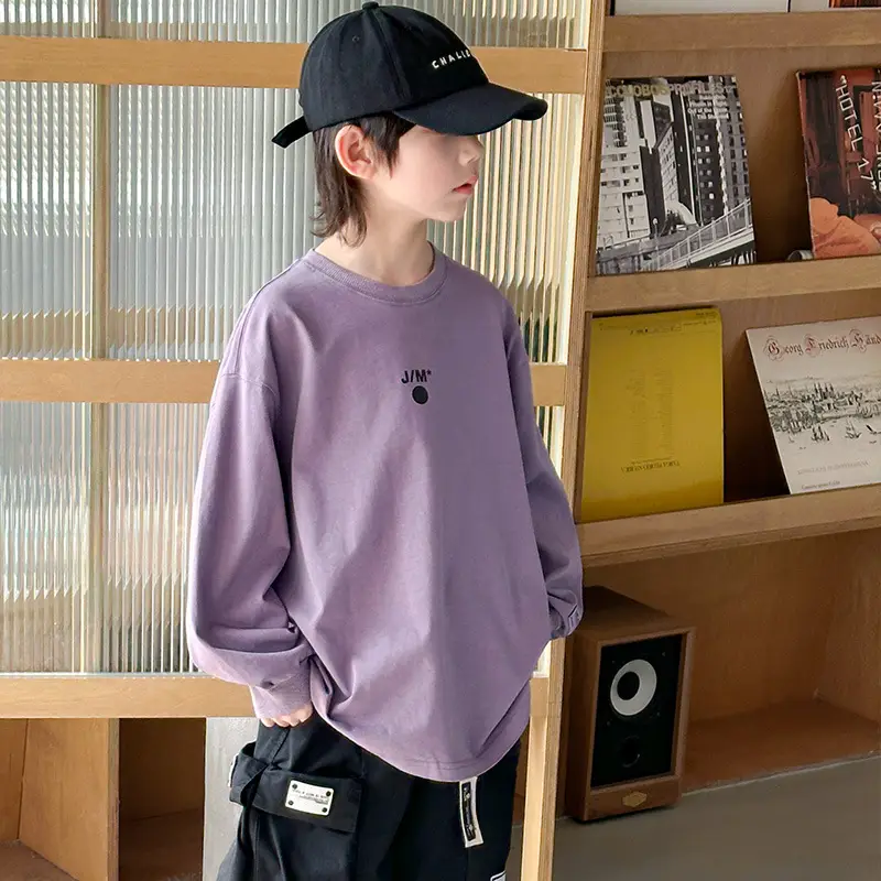 Purple Finger Print Long Sleeve T-Shirt for Boys Medium to XL - Image 5