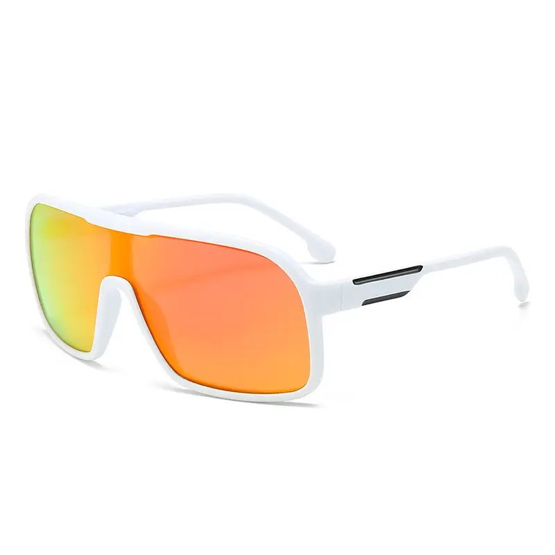 Fashionable Orange Gradient Sports Sunglasses White Frame - Image 6