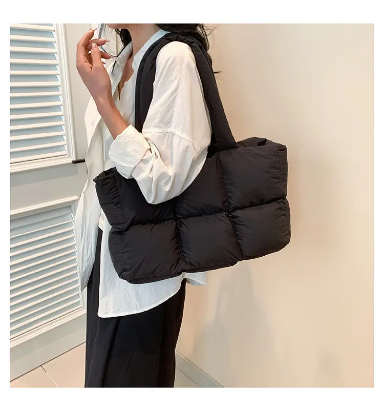 Women's Cross-Border Puffer Shoulder Bag Beige Large Capacity — feature 31