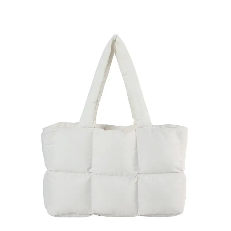 Women's Cross-Border Puffer Shoulder Bag Beige Large Capacity - Image 2