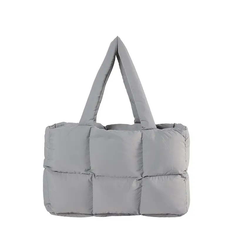 Women's Cross-Border Puffer Shoulder Bag Beige Large Capacity - Image 4