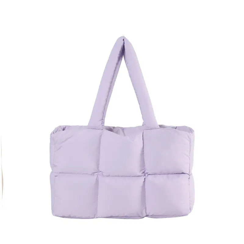 Women's Cross-Border Puffer Shoulder Bag Beige Large Capacity - Image 5