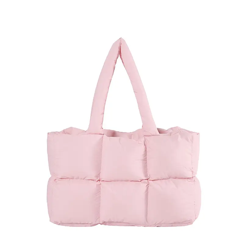 Women's Cross-Border Puffer Shoulder Bag Beige Large Capacity - Image 6