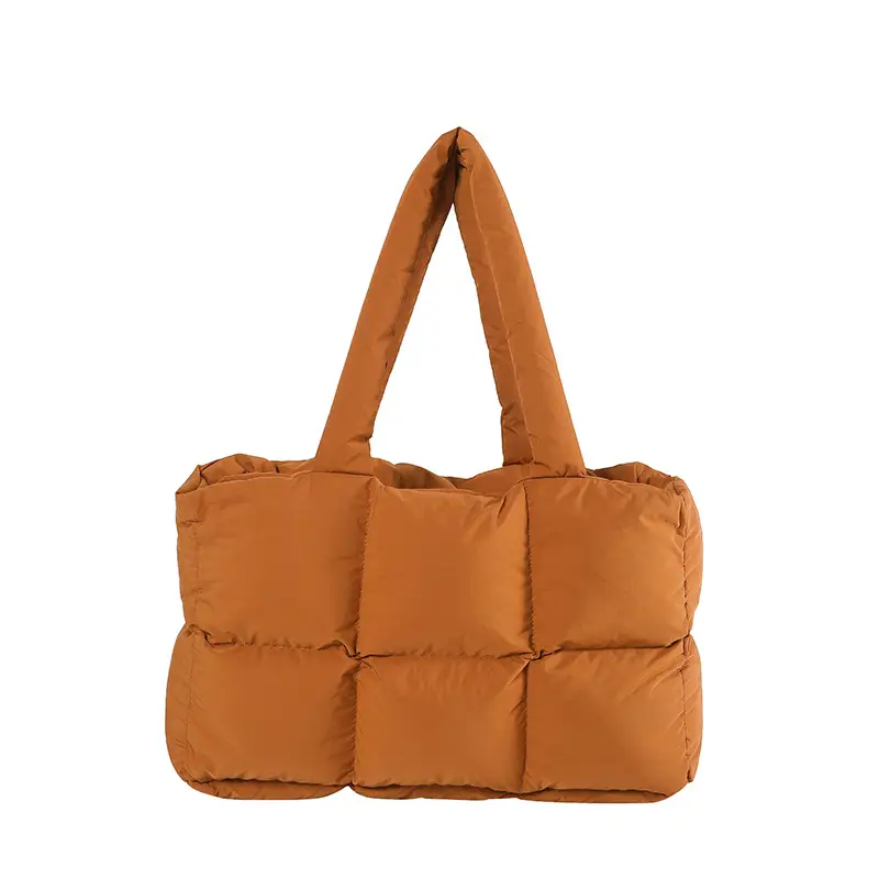 Women's Cross-Border Puffer Shoulder Bag Beige Large Capacity - Image 8