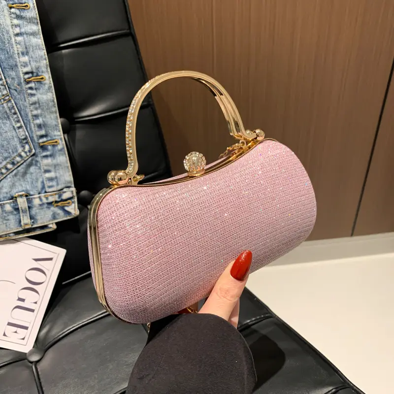 Women's Sparkly Pink Shoulder Messenger Bag - Image 5
