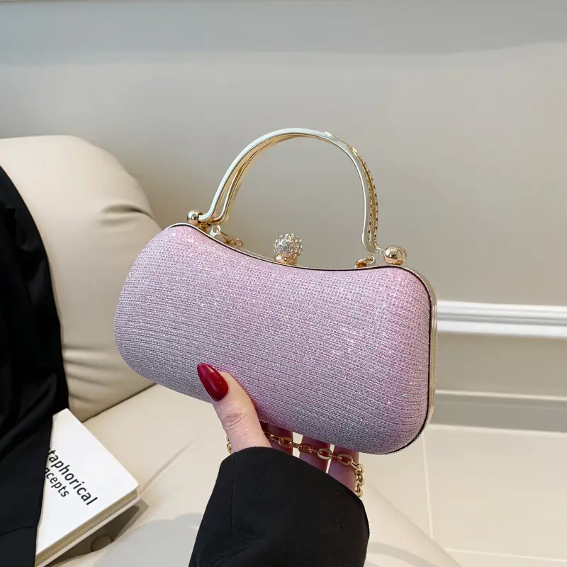 Women's Sparkly Pink Shoulder Messenger Bag - Image 7