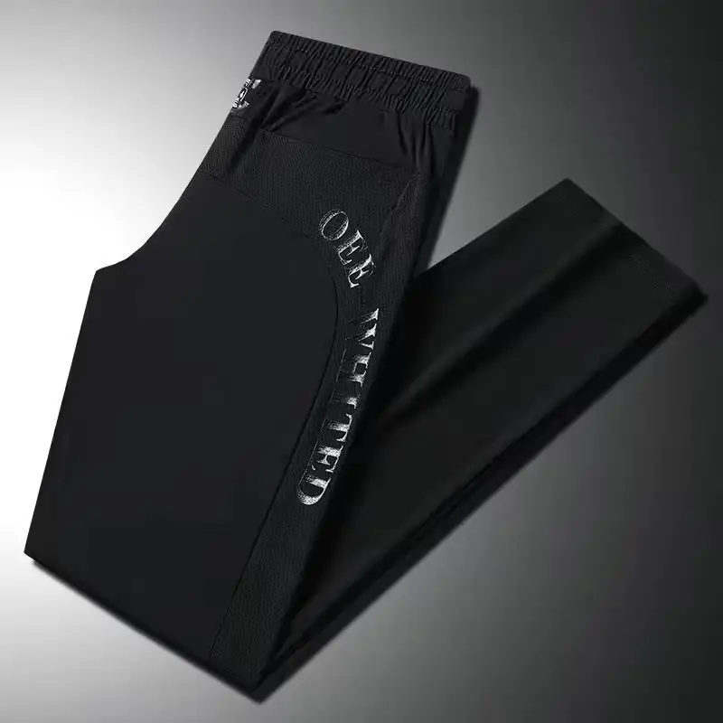 Men Women Black Elastic Thin Pants Loose Fit Running - Image 30