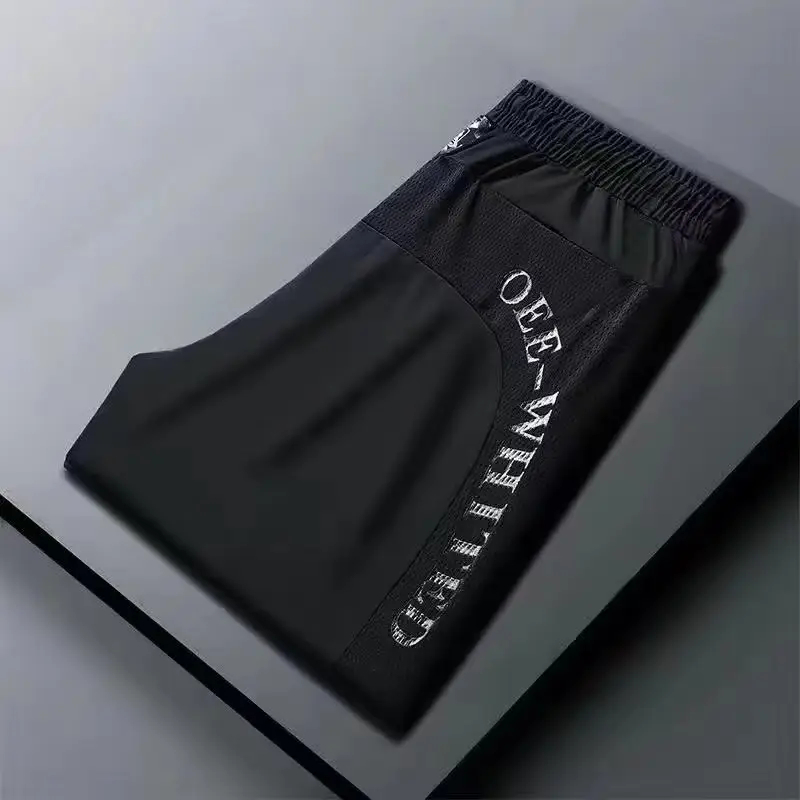 Men Women Black Elastic Thin Pants Loose Fit Running - Image 31