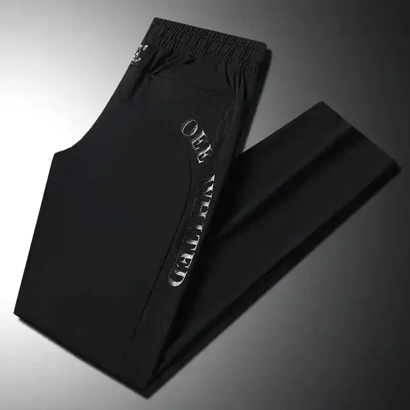 Men Women Black Elastic Thin Pants Loose Fit Running - Image 5