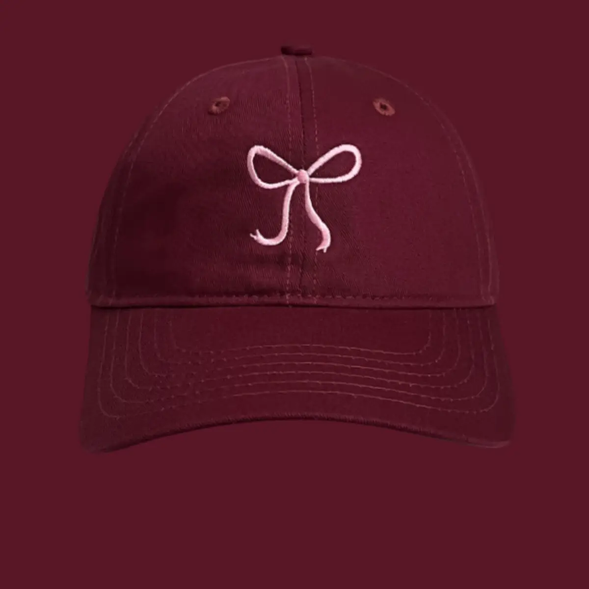 Women Embroidered Pink Bow Baseball Cap - Image 8