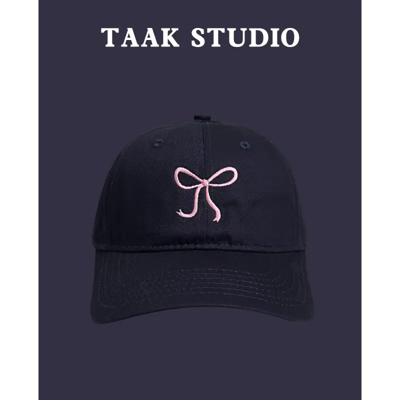 Women Embroidered Pink Bow Baseball Cap - Image 2