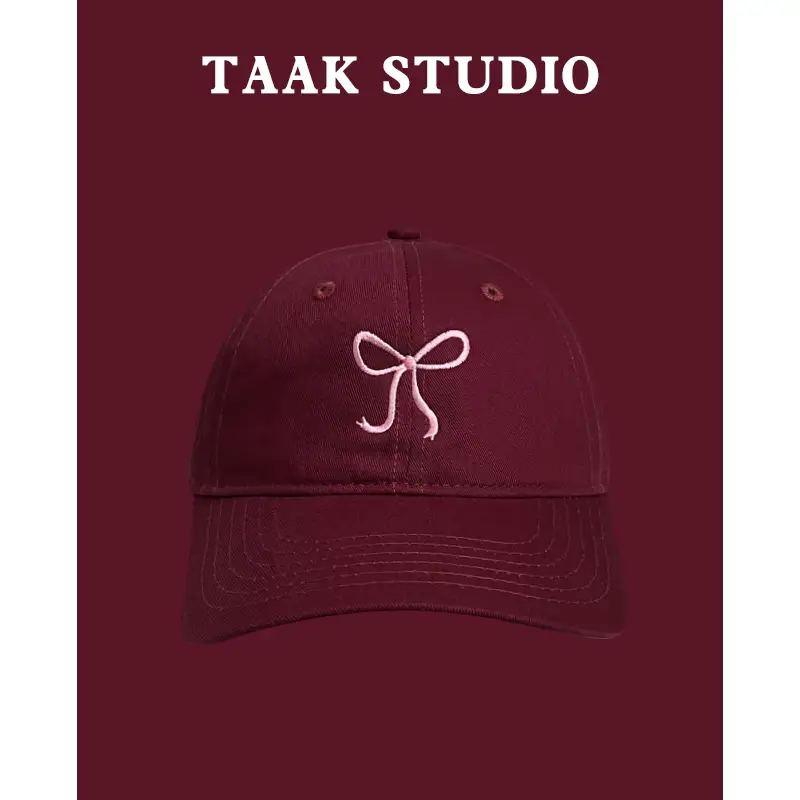 Women Embroidered Pink Bow Baseball Cap - Image 4