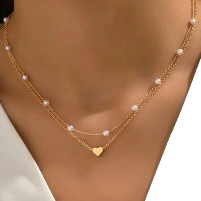 European & American Cross-Country Pearl Love Necklace - Image 25