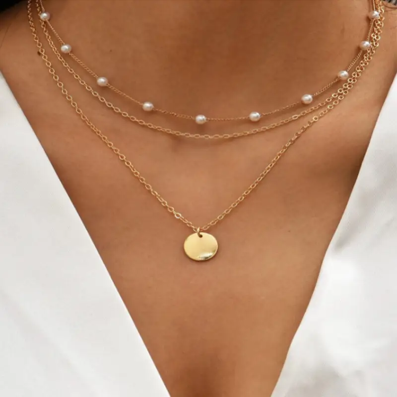 European & American Cross-Country Pearl Love Necklace - Image 2