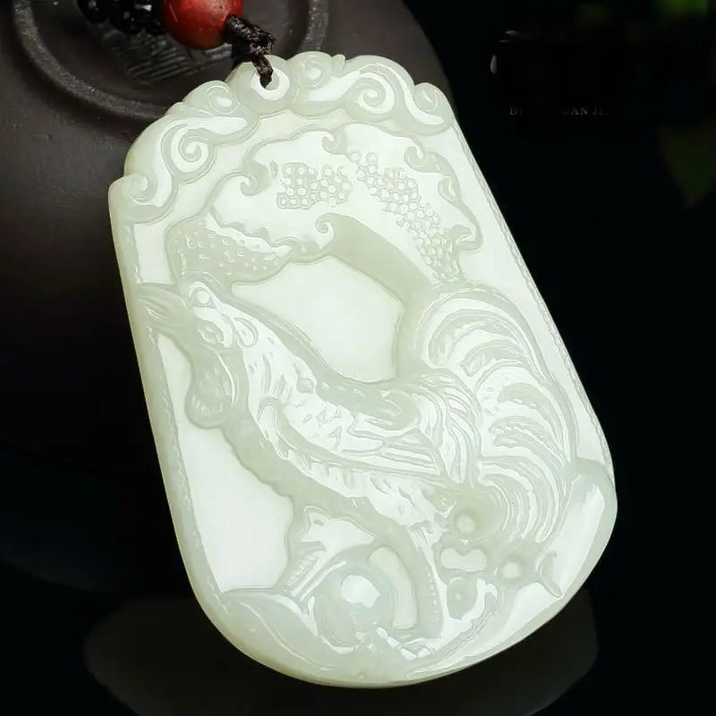 12 Zodiac Jade Pendant with Red Pearl Accents - Image 15