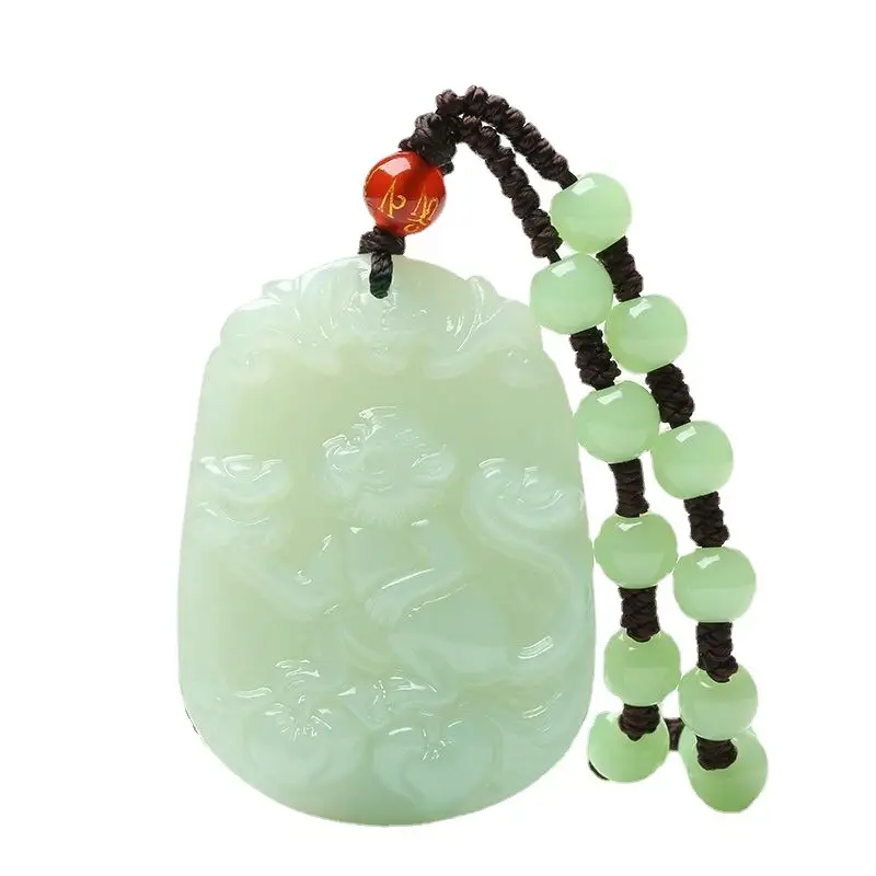 12 Zodiac Jade Pendant with Red Pearl Accents - Image 18