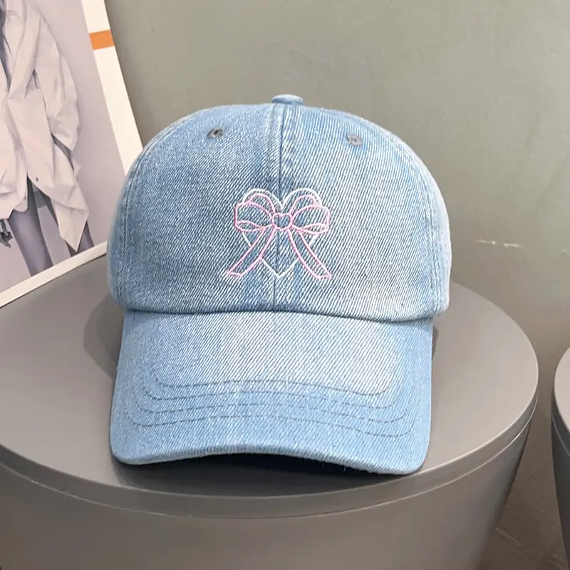 Korean Ins Baseball Cap Embroidered Heart Casual Denim Face-Showing Small Duck Tongue Hat Female Couple Trendy Sun Hat Spring - Image 2