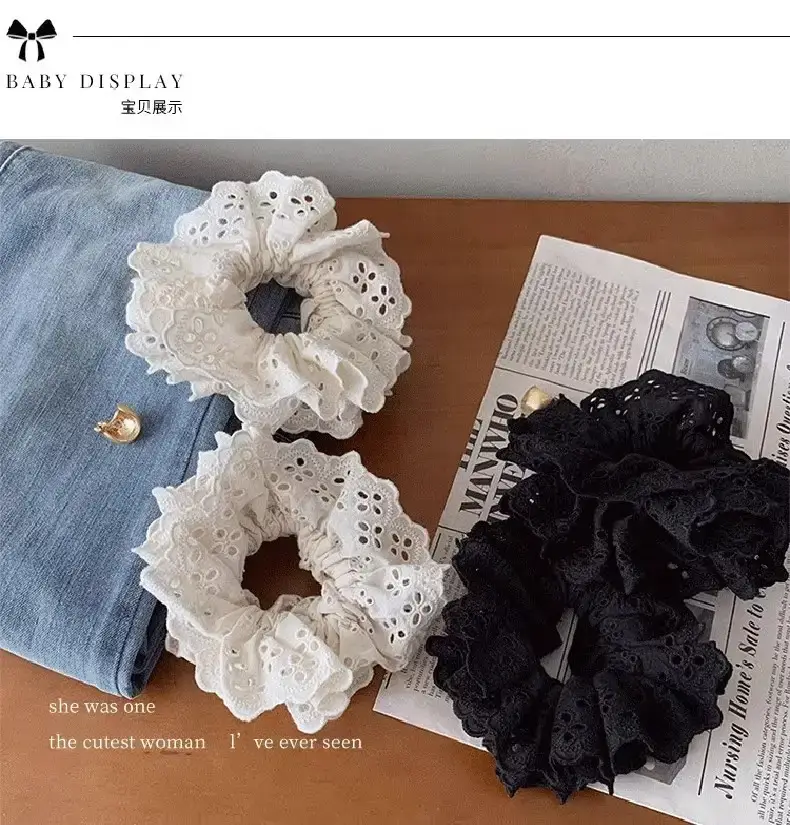 Grey Lace Hair Band for Women Large Size — feature 3