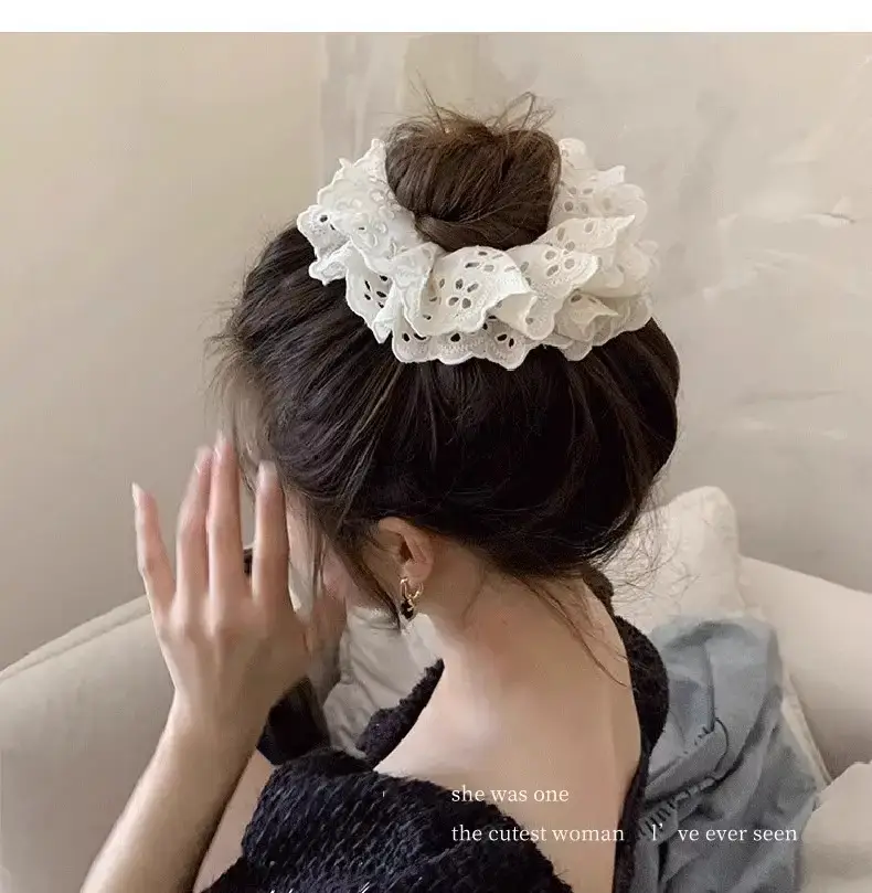 Grey Lace Hair Band for Women Large Size — feature 5