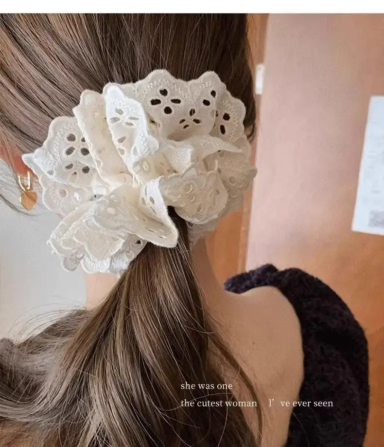 Grey Lace Hair Band for Women Large Size — feature 7