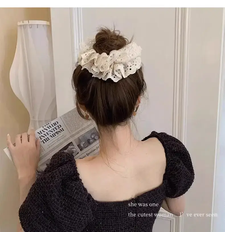 Grey Lace Hair Band for Women Large Size — feature 8