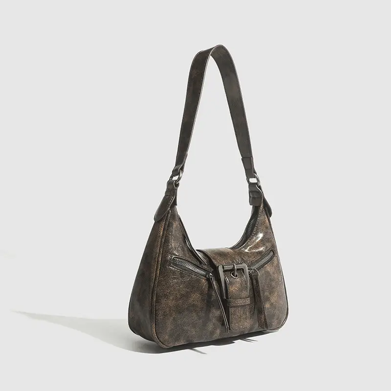 Vintage Women's Crossbody Bag with Metal Buckle