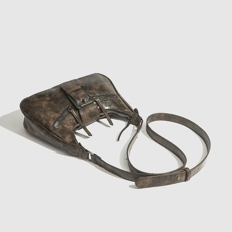 Vintage Women's Crossbody Bag with Metal Buckle