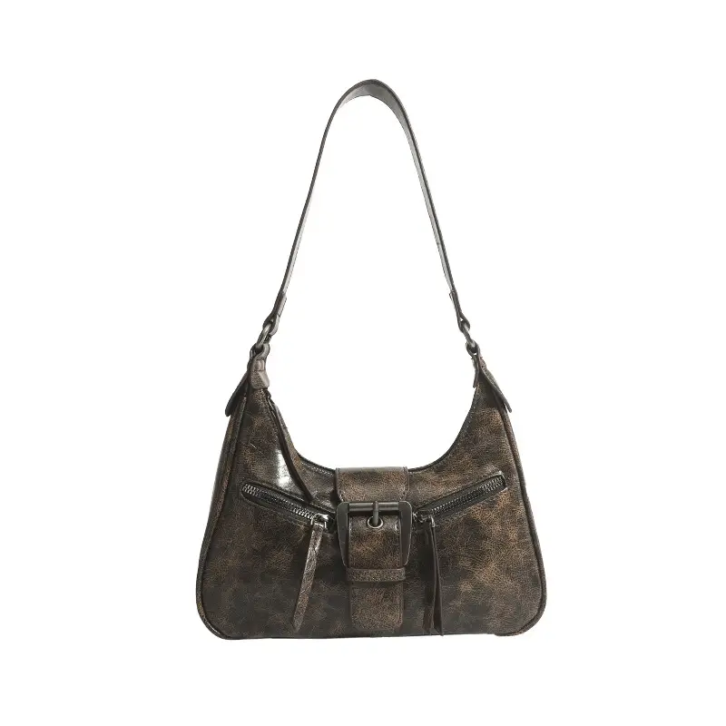 Vintage Women's Crossbody Bag with Metal Buckle