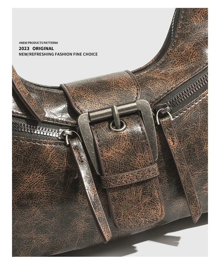 Vintage Women's Crossbody Bag with Metal Buckle — feature 19