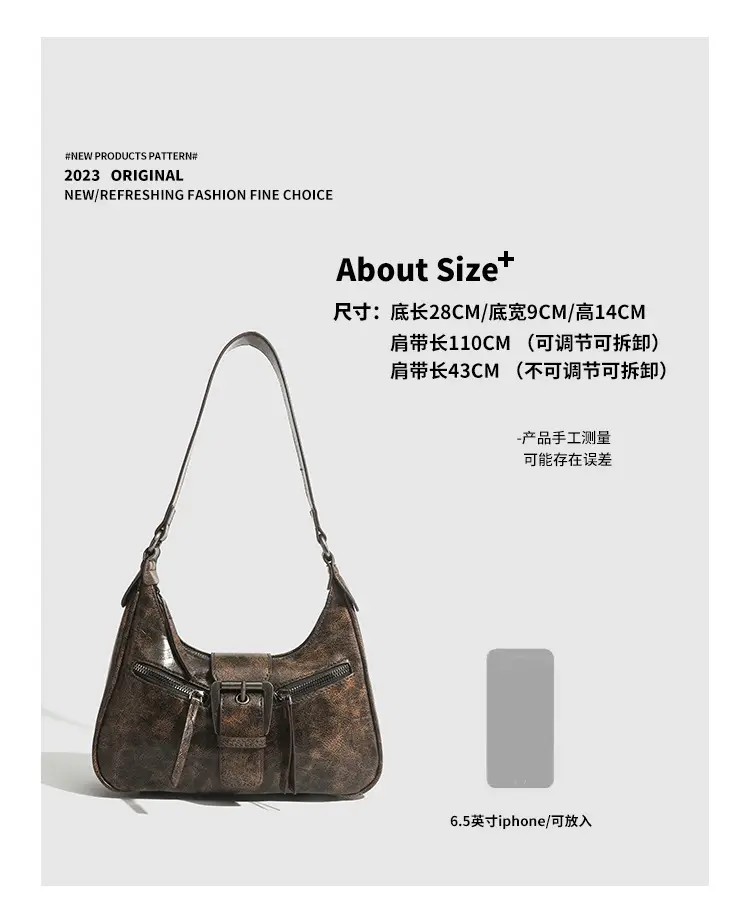 Vintage Women's Crossbody Bag with Metal Buckle — feature 8