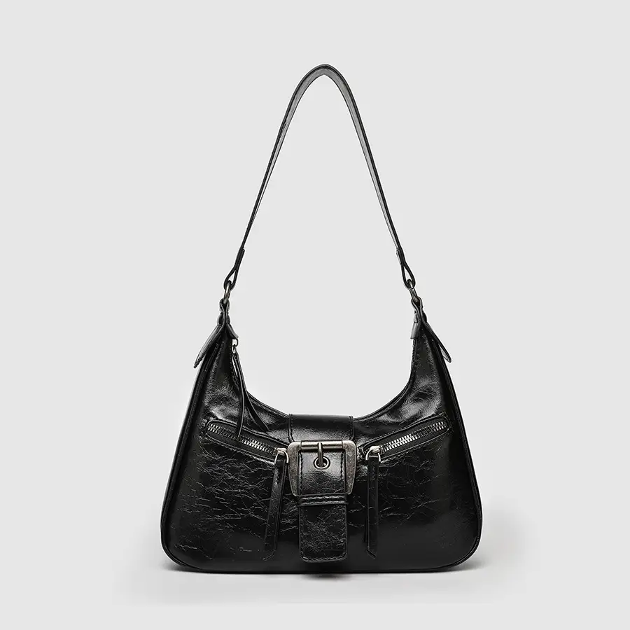 Vintage Women's Crossbody Bag with Metal Buckle