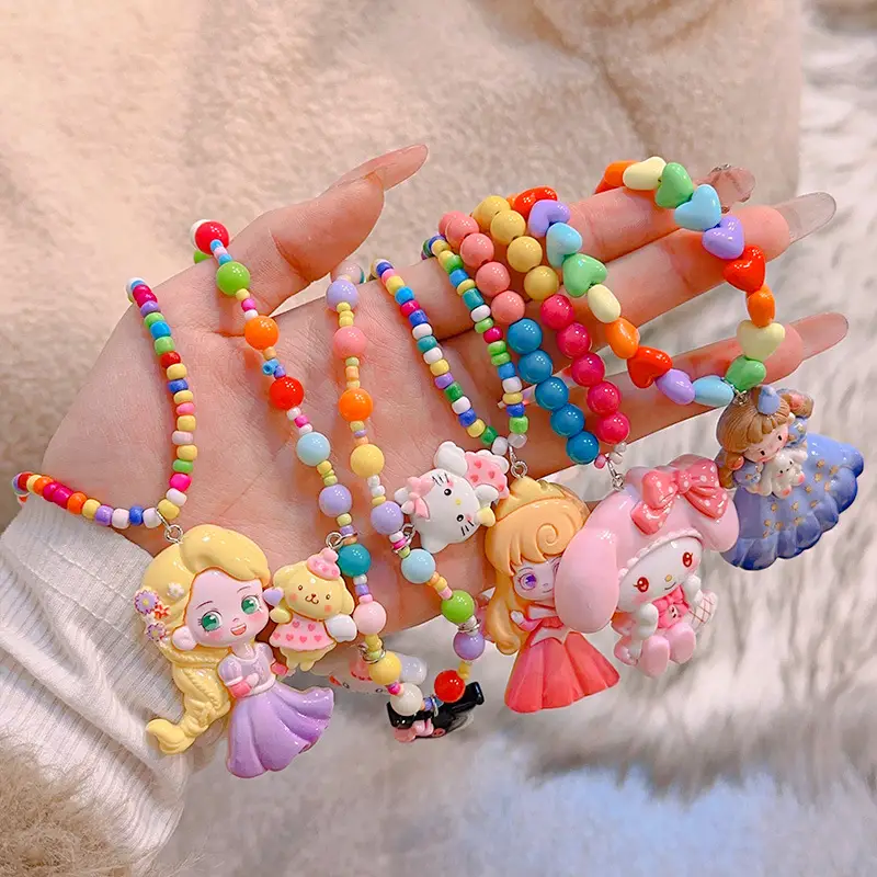 Colorful Mermaid Princess Beaded Necklace for Girls - Image 12