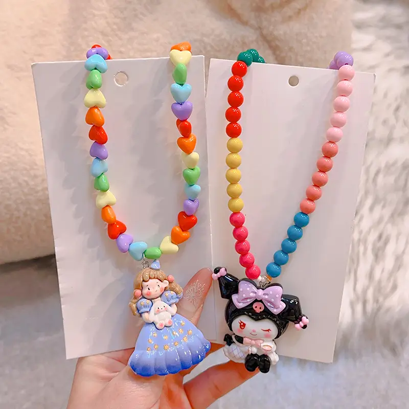 Colorful Mermaid Princess Beaded Necklace for Girls - Image 14
