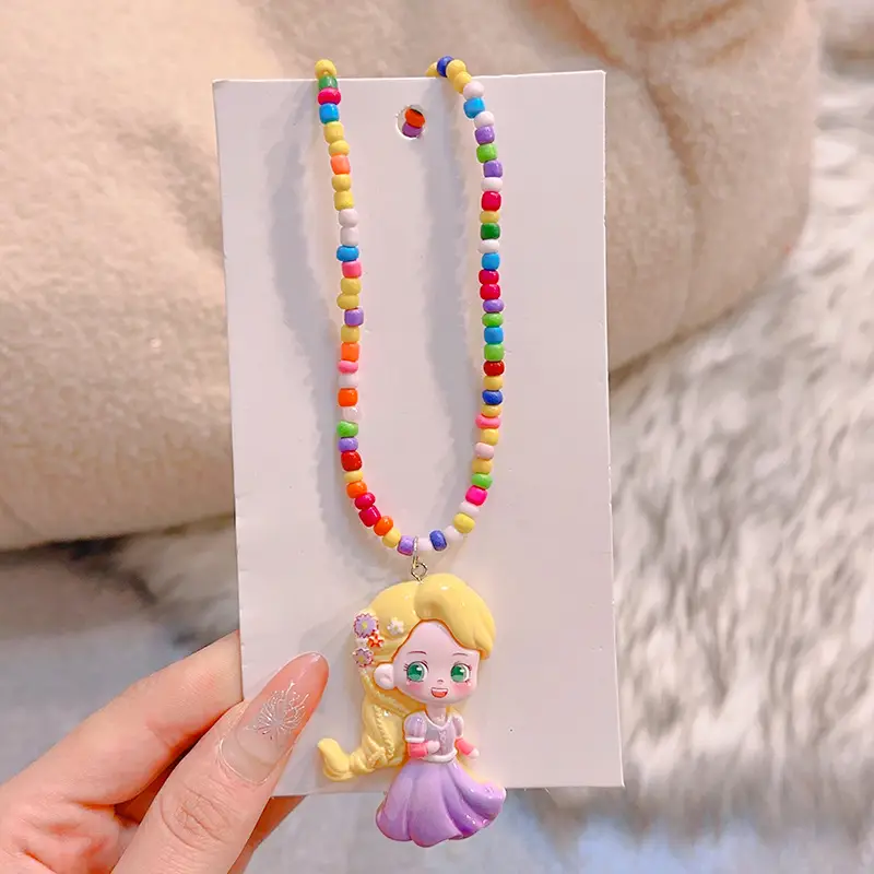 Colorful Mermaid Princess Beaded Necklace for Girls - Image 10