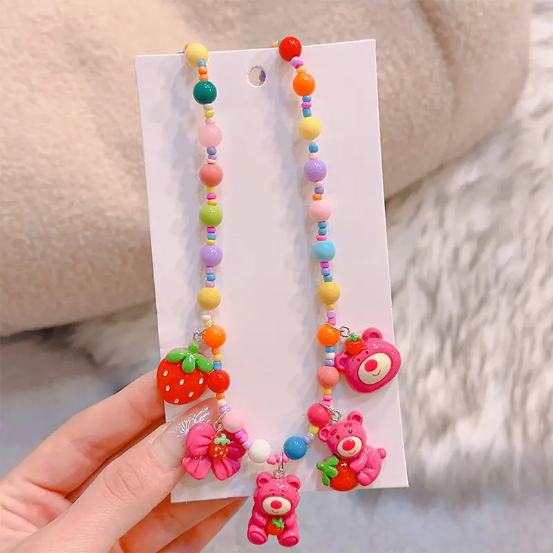 Colorful Mermaid Princess Beaded Necklace for Girls - Image 2
