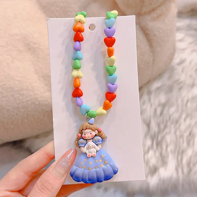 Colorful Mermaid Princess Beaded Necklace for Girls - Image 6