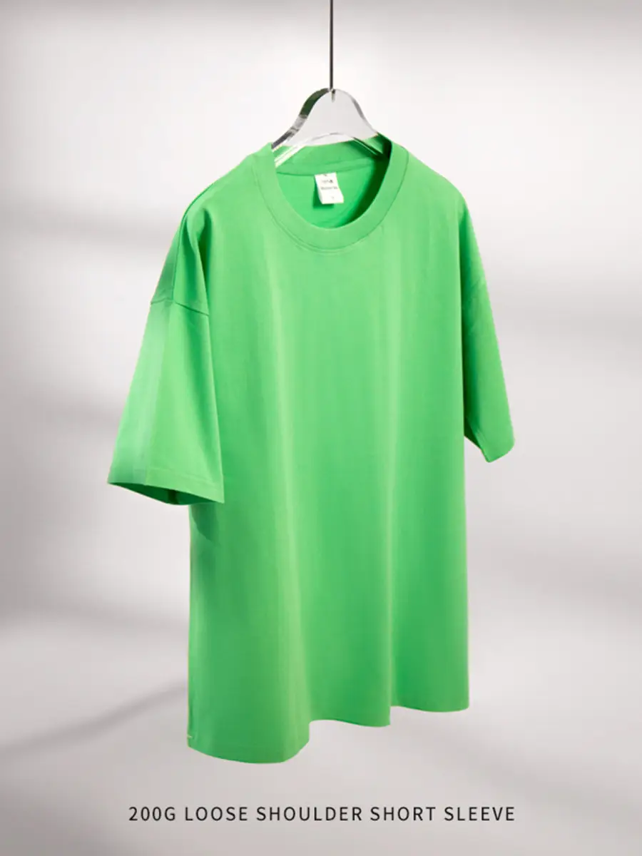 Men Women Summer Heavy Cotton T-Shirt Loose Fit Shoulder Short Sleeve - Image 30
