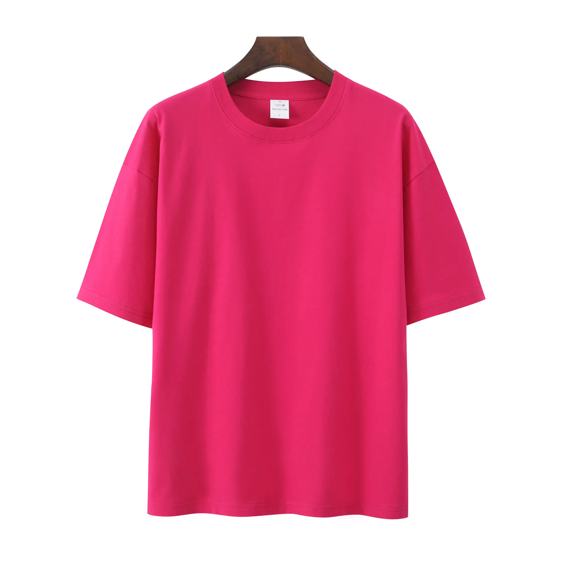 Men Women Summer Heavy Cotton T-Shirt Loose Fit Shoulder Short Sleeve - Image 10
