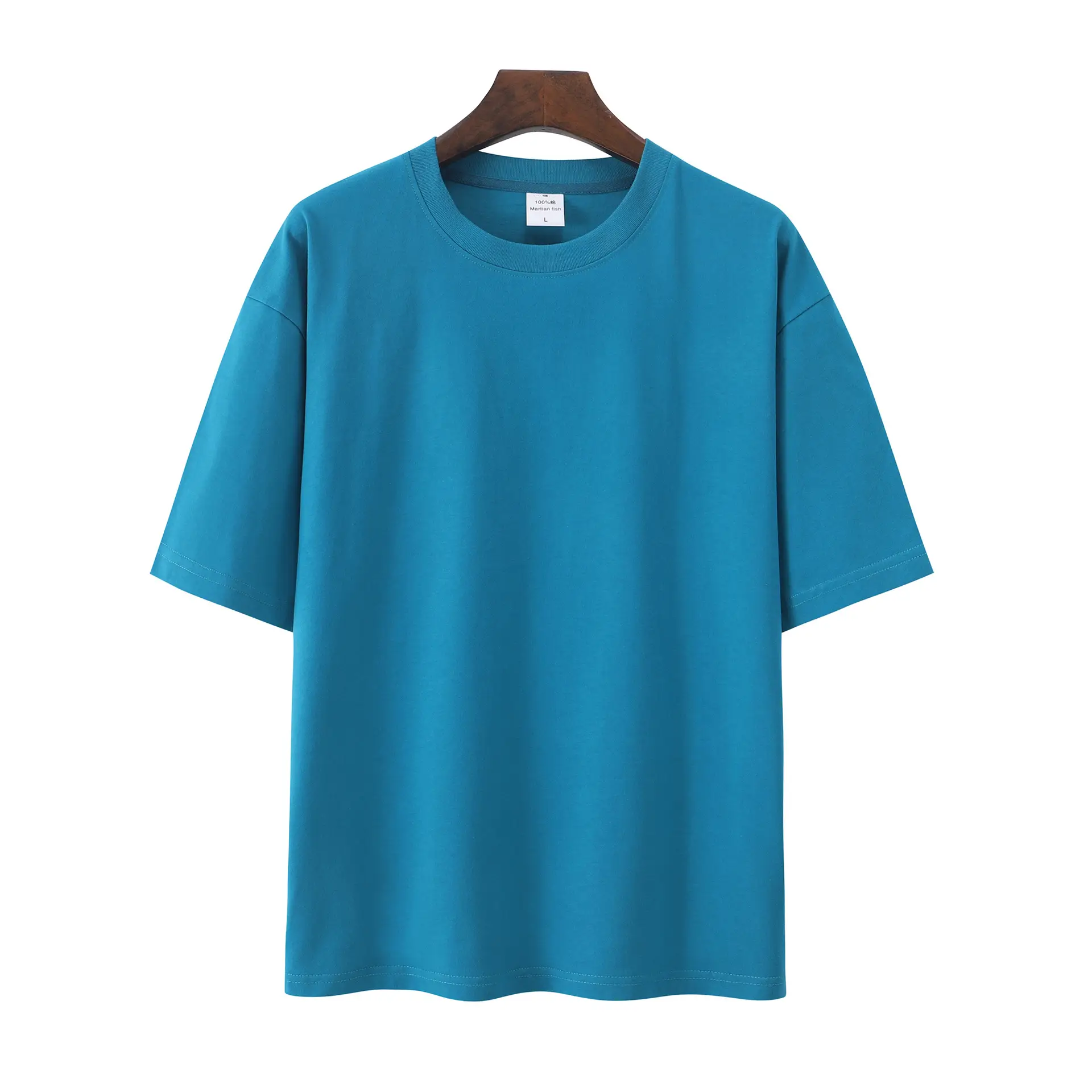 Men Women Summer Heavy Cotton T-Shirt Loose Fit Shoulder Short Sleeve - Image 12
